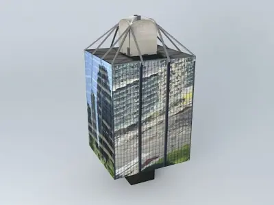 The Qube tall building with reflections in it Free 3D model