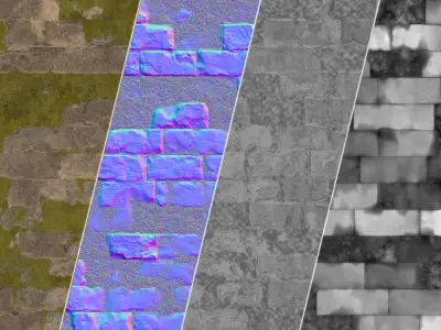 Medieval Brick Wall PBR Texture