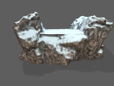 Stairs rock with snow Low-poly 3D model