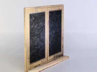 Door wooden cabinet with two doors Low-poly 3D model