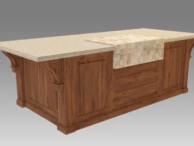 Colonial Kitchen Island 3D model