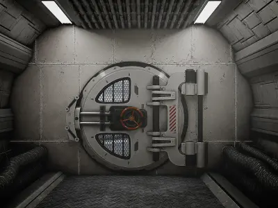 SciFi Bunker Door Low-poly 3D model