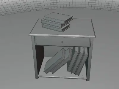A  bedside table with books Free 3D model