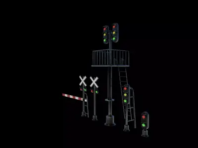 railway signals 3D model