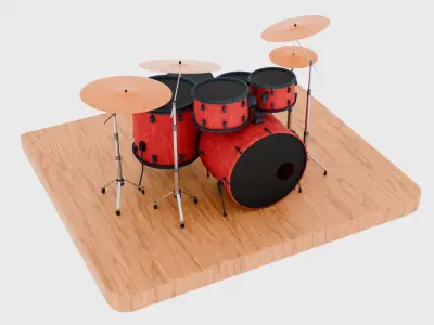 Drums and Cymbals Low-poly 3D model