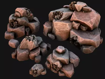 Stones and Rocks Stylized Pack Low-poly 3D model
