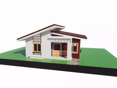 Sloped Roof Private House 3D model