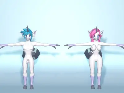 Acheron Unicorn Nude Low-poly 3D model