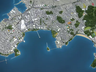Quingdao - 3D City Model Low-poly 3D model