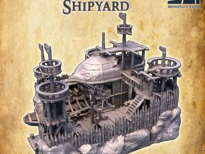 Pirate Shipyard Tabletop Terrain 28 mm 3D print model