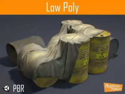 PBR Barrels Cloth Low-poly 3D model