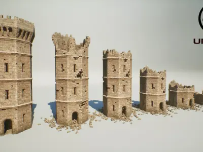 Modular Tower Gameready Low-poly 3D model