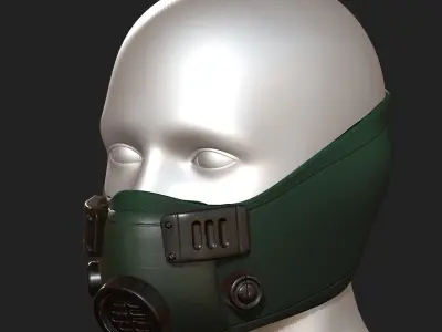 Gas mask respirator scifi futuristic 3d model  Low-poly 3D model 9