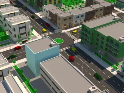 Simple City Low-poly 3D model buy