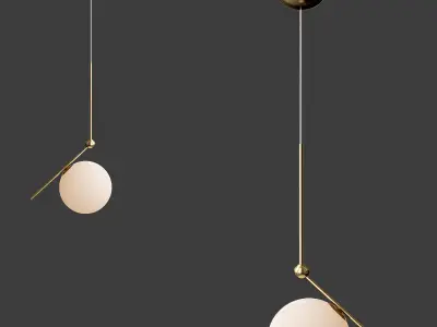 Sphere collection pendant light in brass with glass balls 3D model