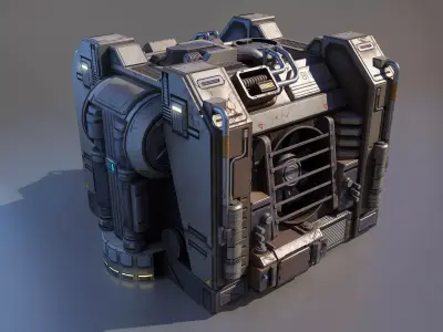 Low Poly Generator futuristic spaceship Low-poly 3D model