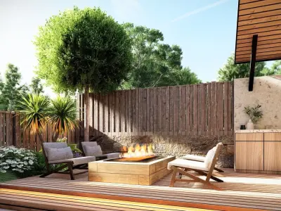 3D Exterior Scene 3D model design garden and landscape 3D model