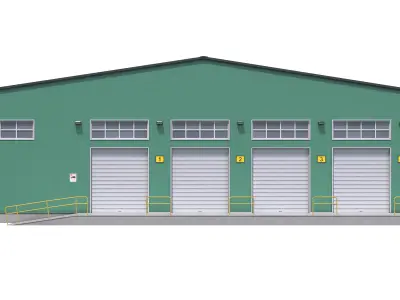 Green Industrial Building Low-poly 3D model