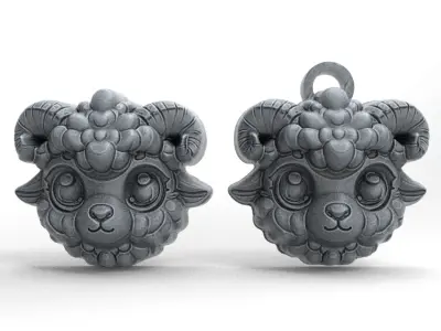 cute little ram head pentant  3D print model