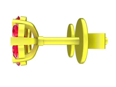 Classic Ruby Flower Stud Earrings for Women 5892 3D print model