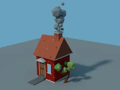 Low Poly Cartoon House Model Low-poly 3D model