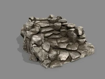 Old Stairs Low-poly 3D model 2