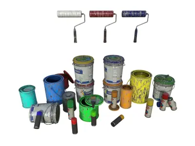 Paint Buckets Pack Low-poly 3D model