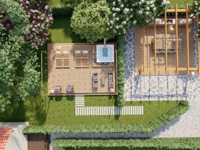 3D Exterior Scene 3D model design garden and landscape 3D 3D model 19