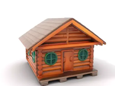 Rustic Log Cabin model pack Low-poly 3D model
