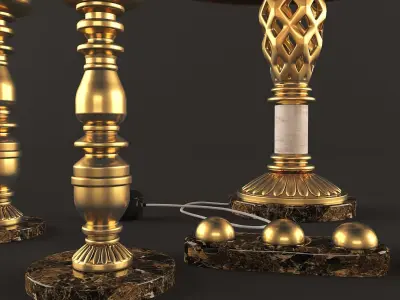 lighting set lamp with candles and lamp shade 3D model