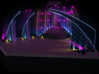 Stage with neon lights 3D model