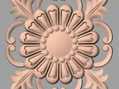 Furniture decoration round flower 3D STL model for CNC E933 3D model