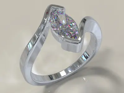 Marquise shape tension style engagement ring 3D print model