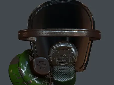 Gas mask helmet 3d model scifi Low-poly  Low-poly 3D model