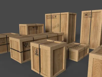 REALISTIC CARGO BOX PACK LOW POLY Low-poly 3D model