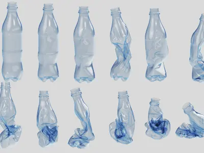 Crushed Plastic Bottle v3 3D model