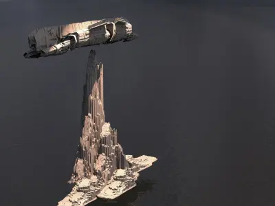 Tatooine Ship over cliffs  3D model