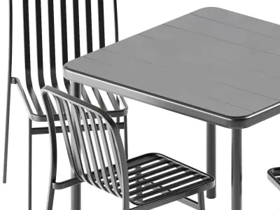 BANGI Square Table and KANO Stackable steel Chair by BABEL D 3D model
