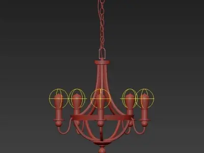 Safra 25 14W Bronze and Brushed Brass 5 Light Chandelier 3D model