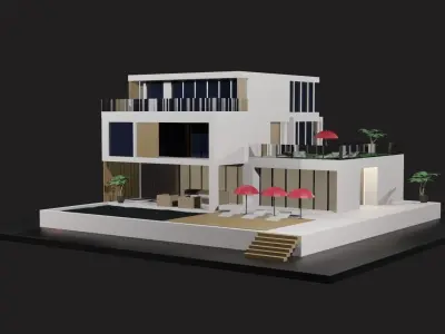 Low Poly Summer House  Low-poly 3D model