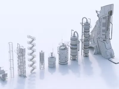 Silo City Kitbash 3D model