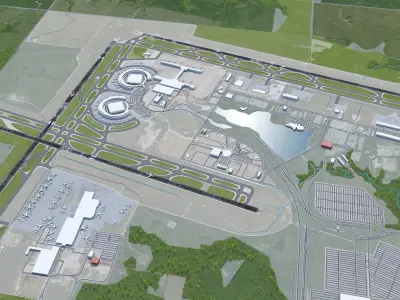 Kansas City Airport 12km Low-poly 3D model