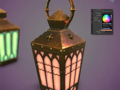 6 Hand Lanterns set Low-poly 3D model