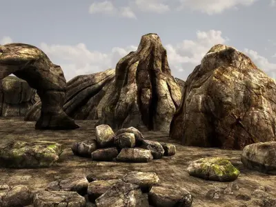 Rocks surface of rock Low-poly 3D model