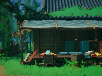 Stylized Asian Market Vol2 Gameready Low-poly 3D model
