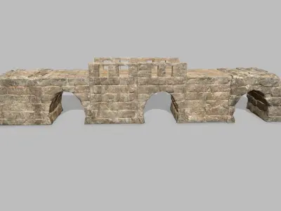 Stair Set stone arch with stairs Low-poly 3D model