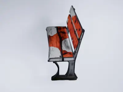 Stylized Park Bench - Low Poly Urban Scene Prop 3D model