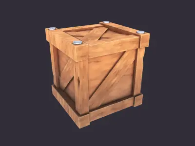 Stylized Wooden Crate Low-poly 3D model