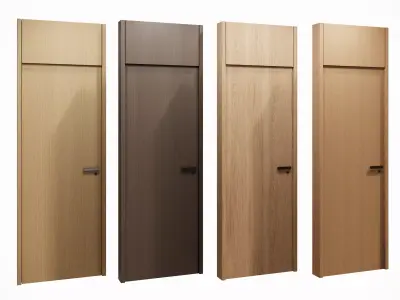 door Modern Wooden Interior Door with Furniture architectural 3D model get