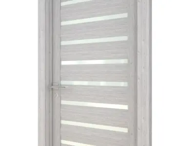 Door-085 wooden door with glass panel 3D model